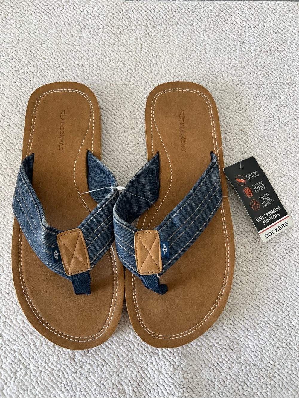 Dockers Men’s Premium Flip-Flops Sandals Blue Denim Size: M 9/10